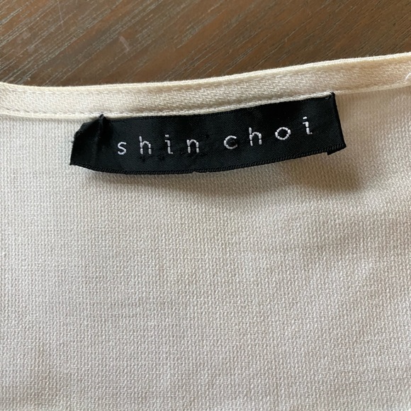 Vintage Shin Choi Swing Jacket Short Size Small White 3/4 sleeve Gold Button - Picture 3 of 10